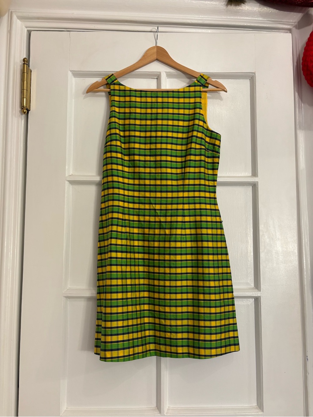 100% Silk Plaid Shift Mini Dress